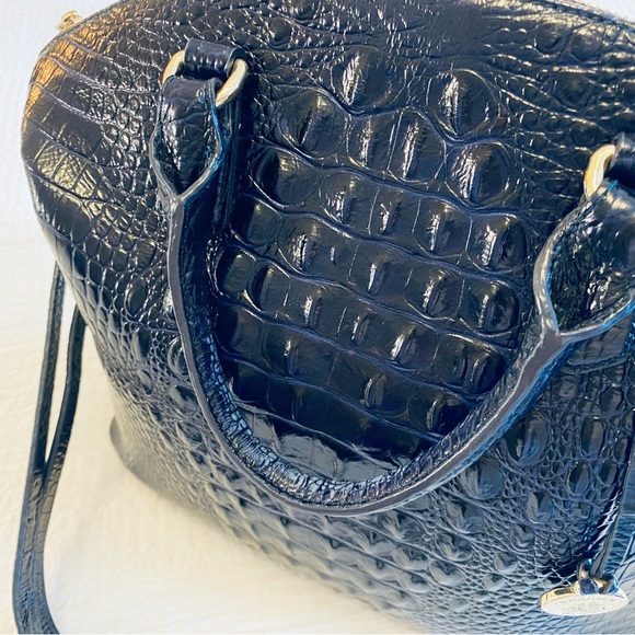 Brahmin Duxbury Crossbody Satchel. Cobalt Blue Melbourn, Croc-Embossed. - Picture 15 of 16